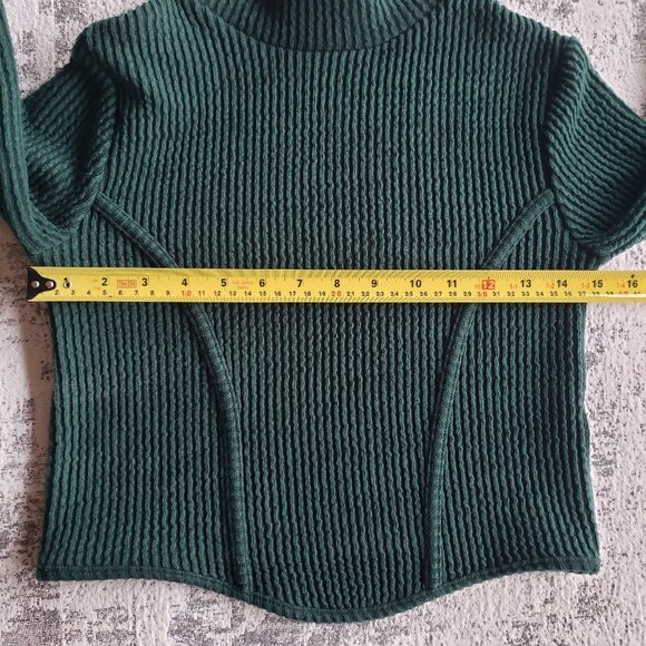 Bershka Green Ribbed Crop Mock Turtleneck Long Sleeve Top - Picture 9 of 14
